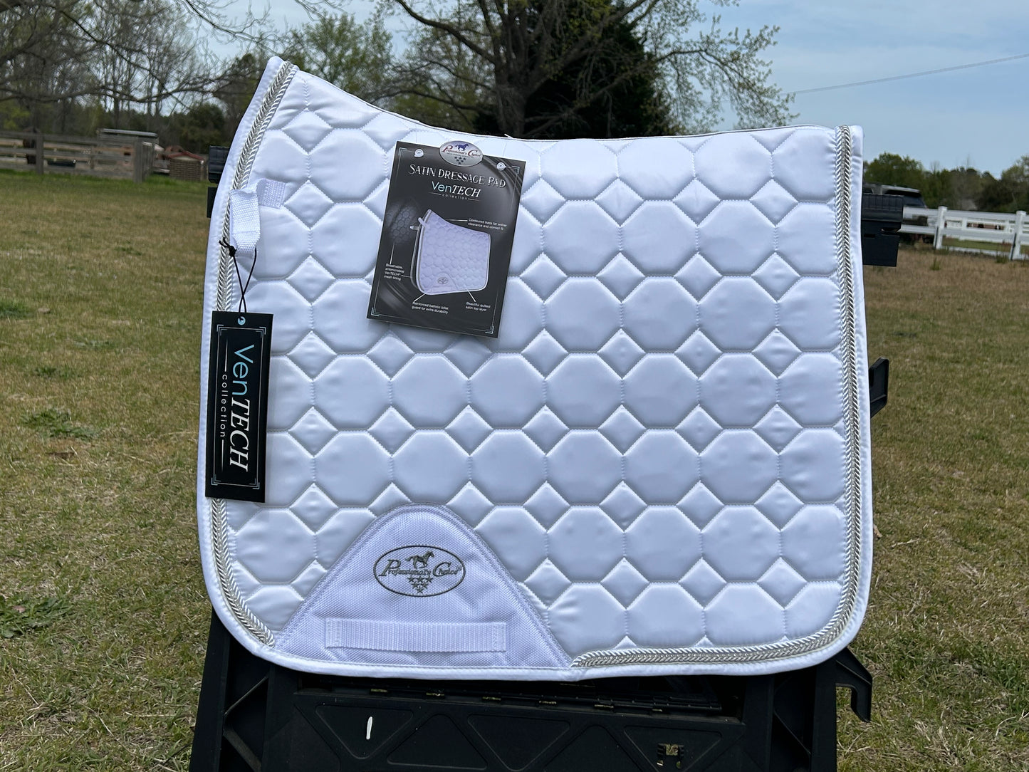 Professional’s Choice VenTech Satin Sparkle Dressage Saddle Pad - White