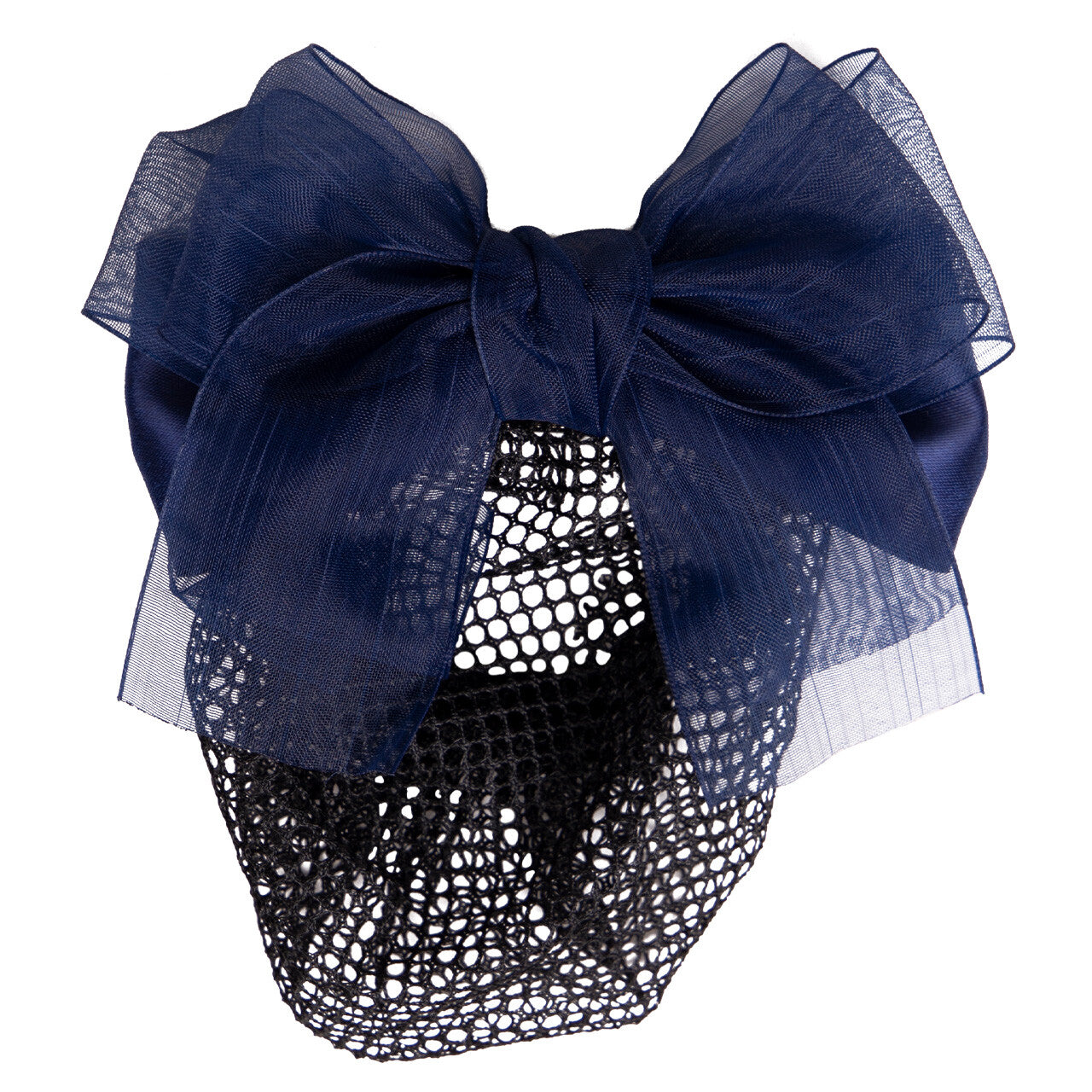 Hair Bow With Net - Navy