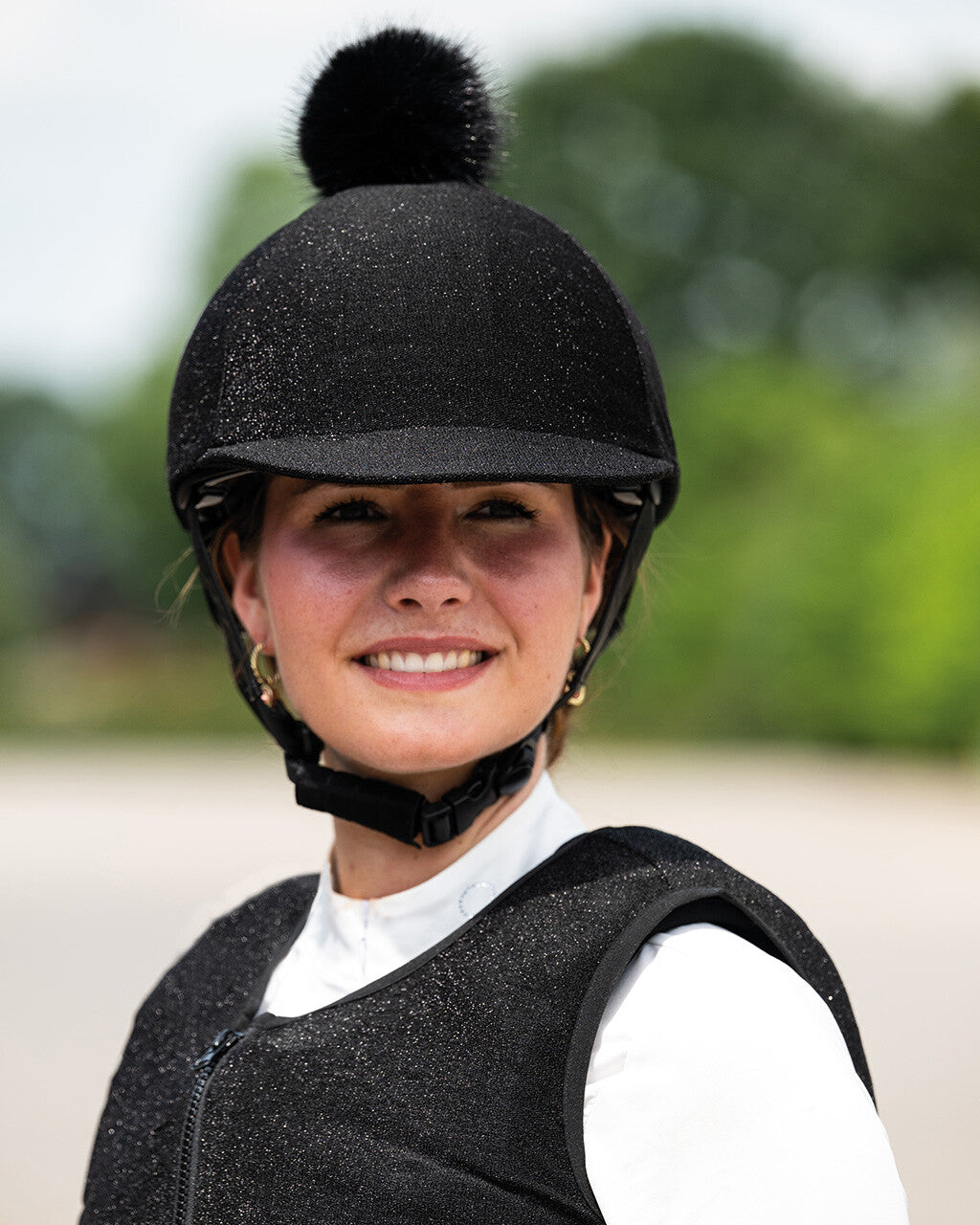 Helmet Cover Black Glitter with Poof
