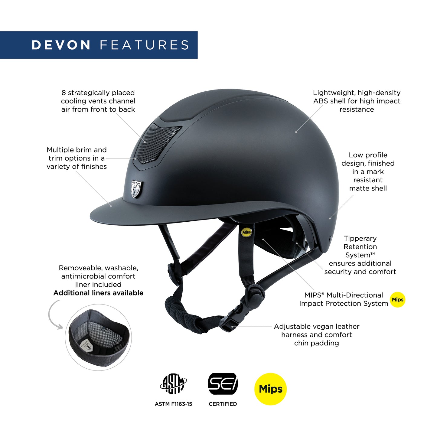 Tipperary Devon Sparkle Helmet MIPS - Traditional Brim