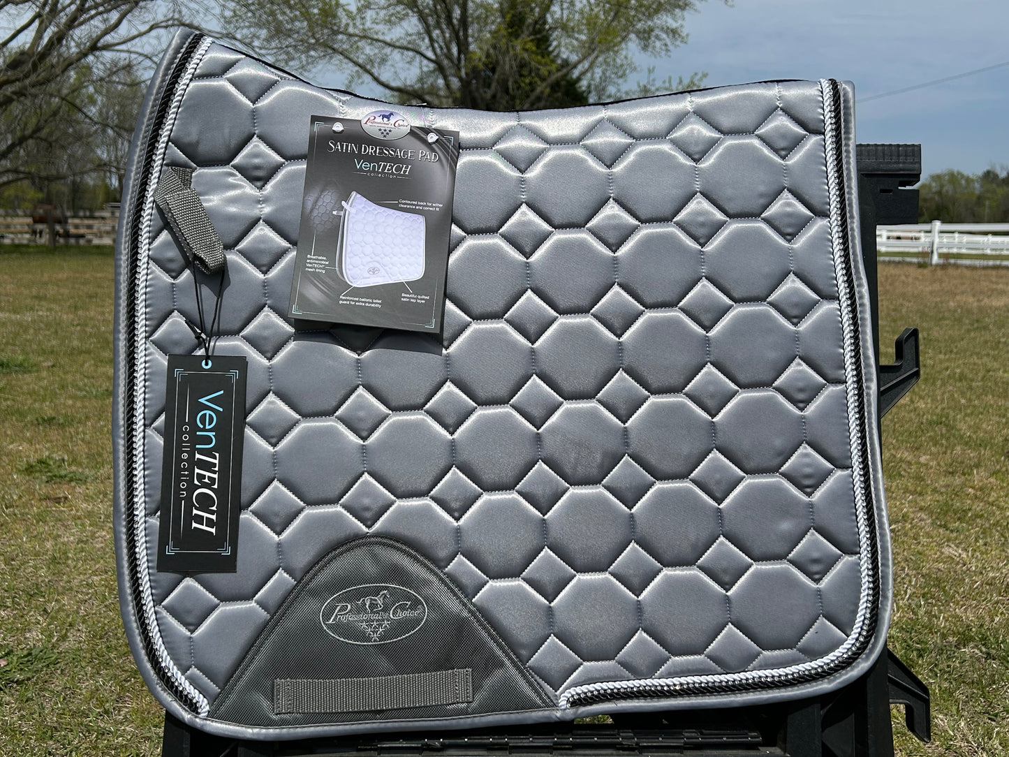 Professional’s Choice VenTech Satin Sparkle Dressage Saddle Pad - Grey