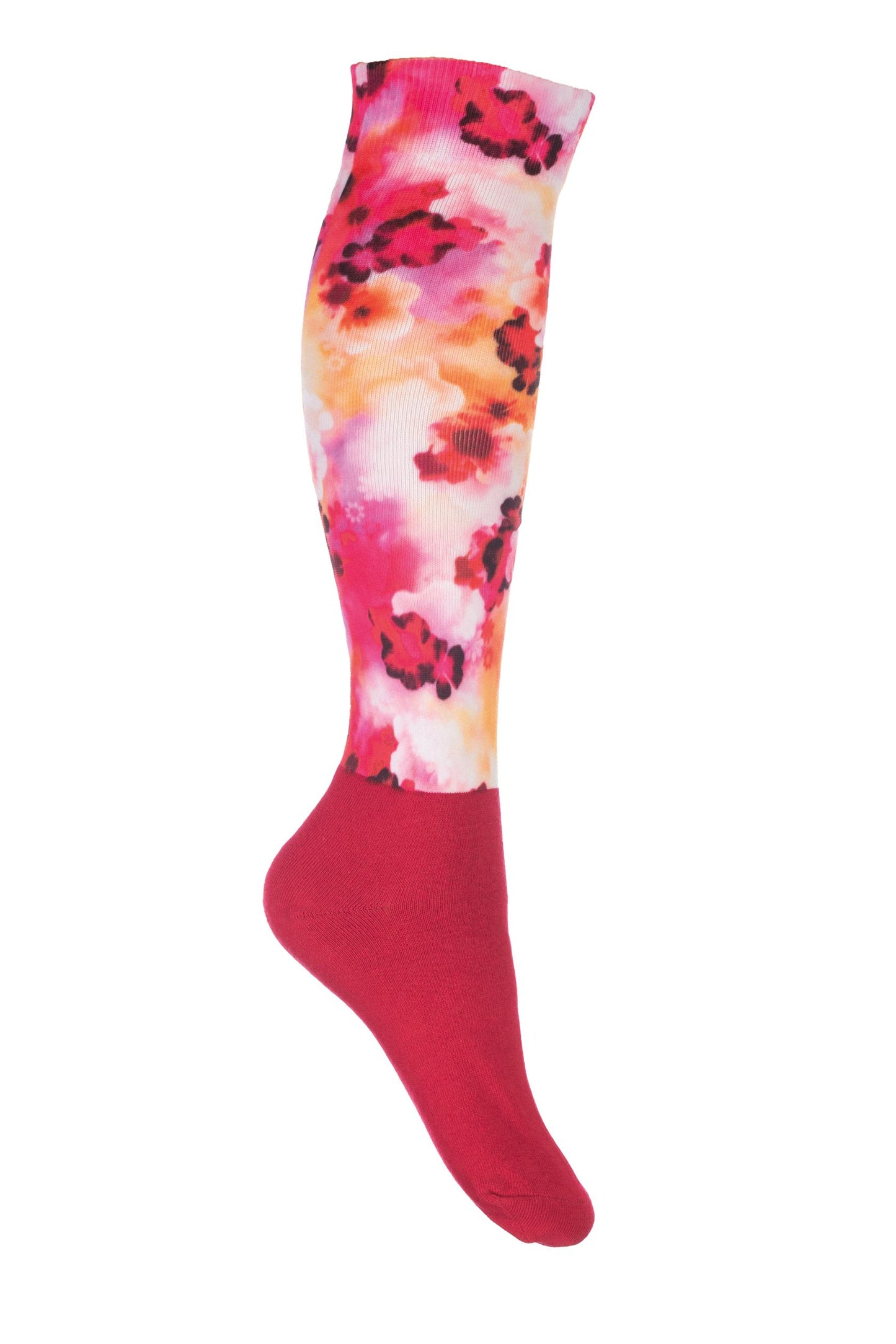 HKM The Essentials Riding Socks - Red and Pink Floral