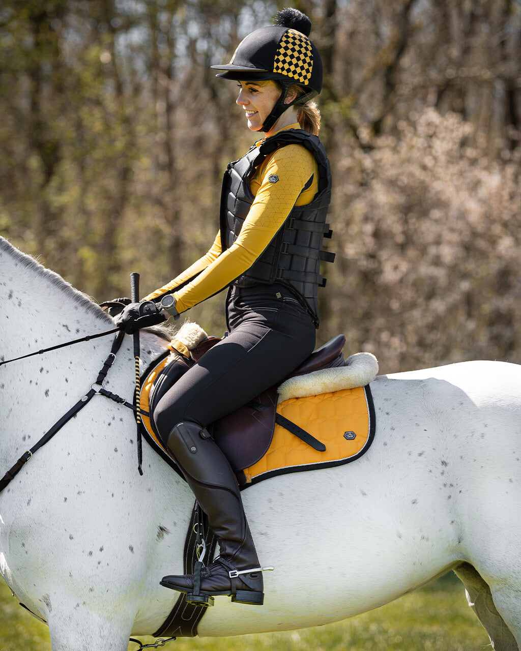 QHP El Dorado Saddle Pad - Citrus - Dressage or Euro Jump