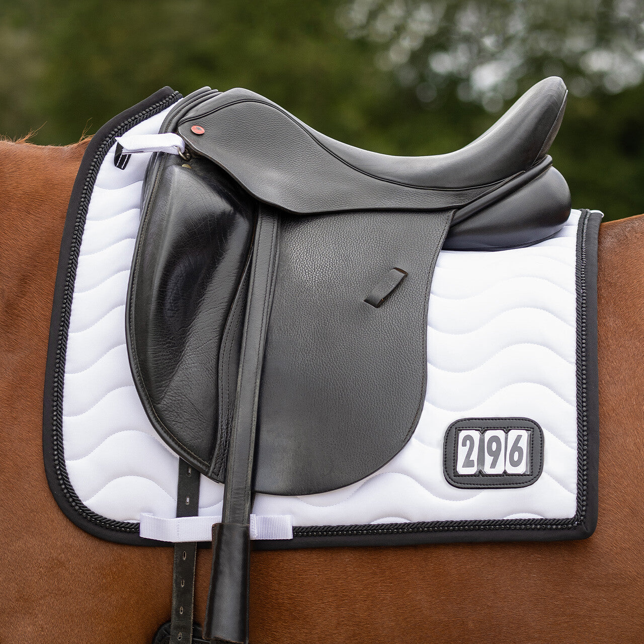 Sparkle Black Trim Number Holder Dressage Saddle Pad