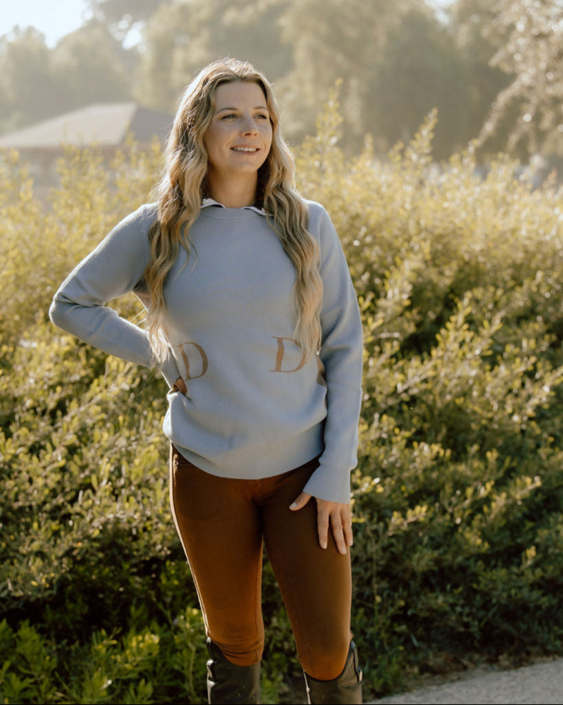 The Deinhardt HERITAGE Sweater - Periwinkle / Cognac