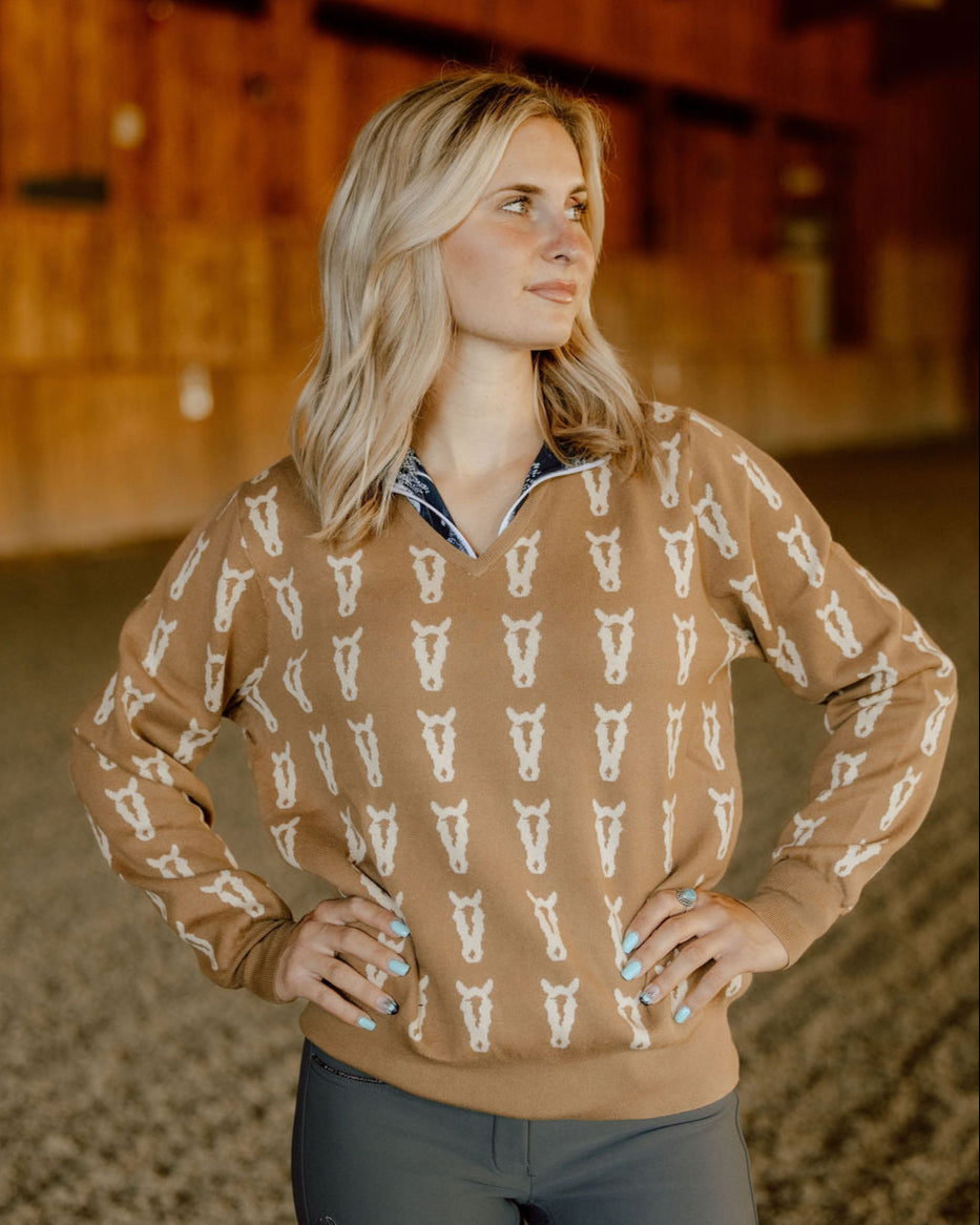 The Deinhardt VARSITY Sweater - Cognac / Cream