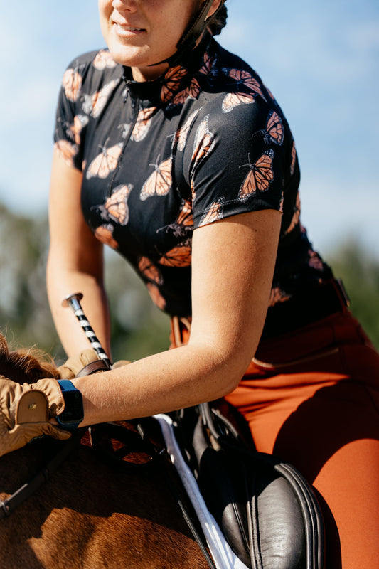 D. D. "Prints with Purpose" Short Sleeved Training Shirt - MONARCH BUTTERFLY CONSERVATION