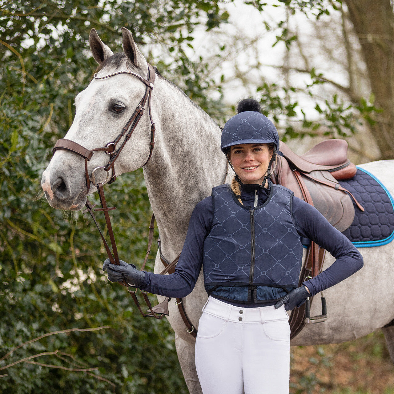 Helmet Cover Navy with Poof
