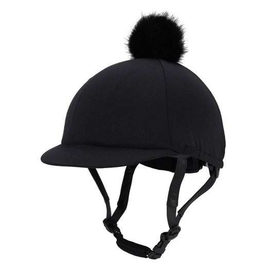 Helmet Cover Black Glitter with Poof