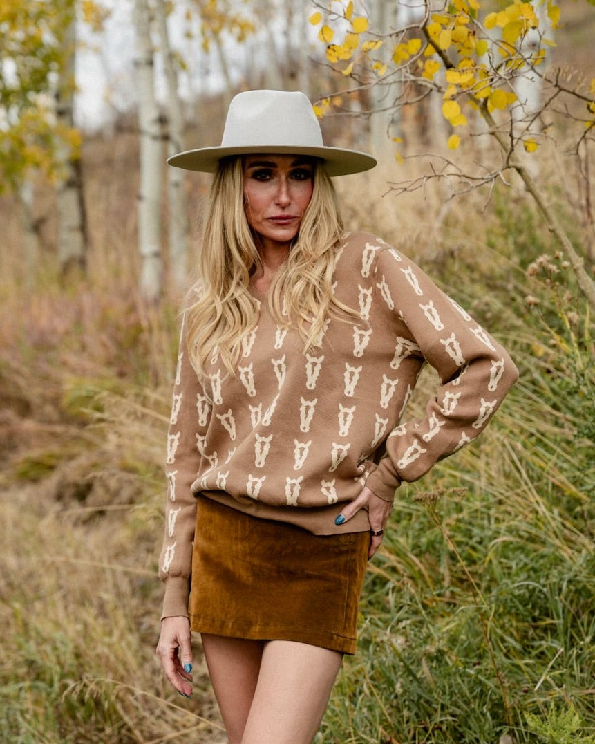 The Deinhardt VARSITY Sweater - Cognac / Cream