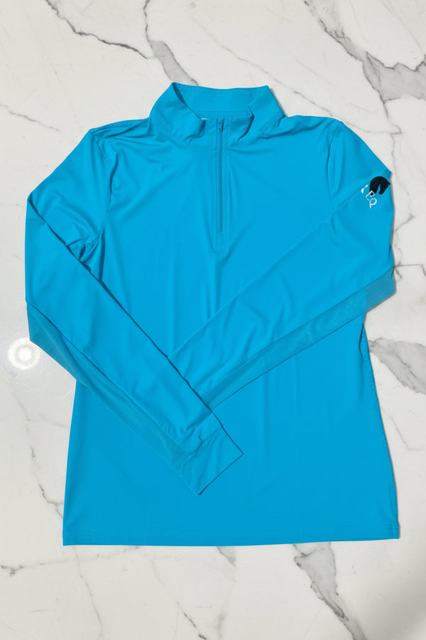 bright blue long sleeve sun shirt upf