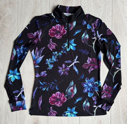 floral jewel tone print sun shirt long sleeve