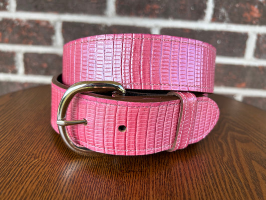 Pink Snake Leather Belt