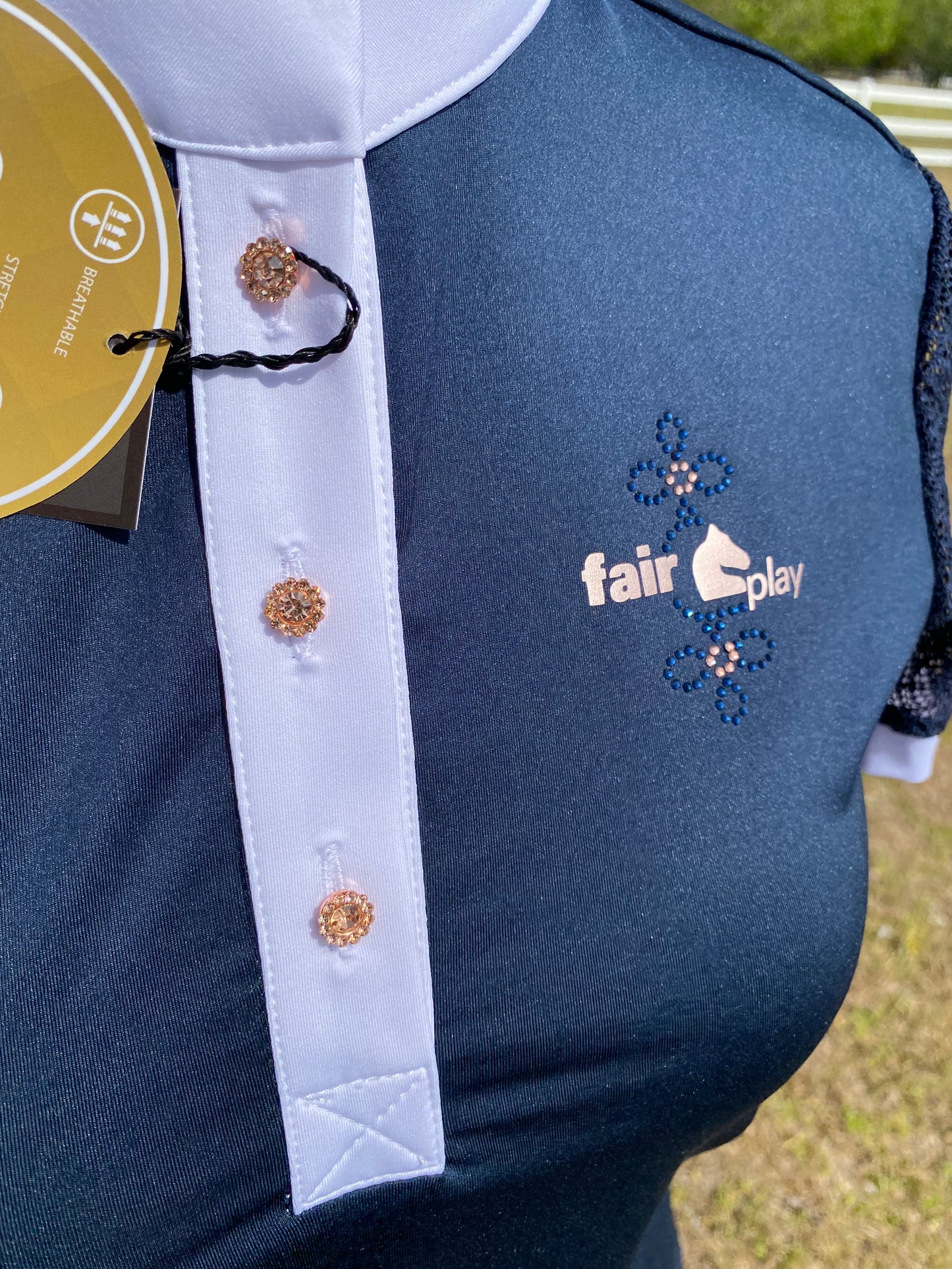 Fair Play Cecile Rose Gold Collection Competition Shirt - Navy Long Sleeve